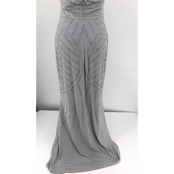 AQUA FORMAL Women's Embellished Column Gown Size 8 Silver Sleeveless NWT FLAW - Picture 9 of 16